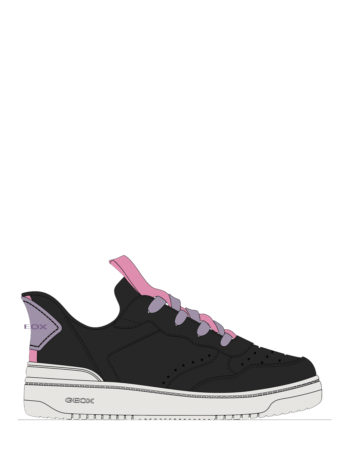 Product image 10 of 10, which shows Geox Kids' Sprintye Fast Slip On Trainers, Black/Fuchsia, EU28