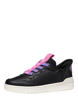 Geox Kids' Sprintye Fast Slip On Trainers, Black/Fuchsia