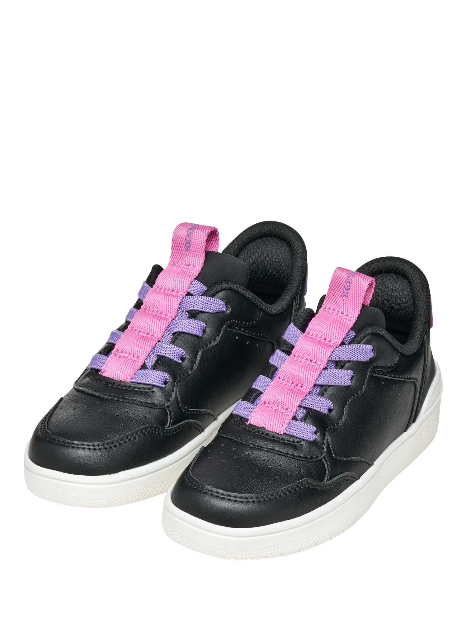 Product image 2 of 10, which shows Geox Kids' Sprintye Fast Slip On Trainers, Black/Fuchsia, EU28