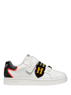 Geox Kids' Warner Bros Harry Potter Sport Trainers, White/Black, White/Black