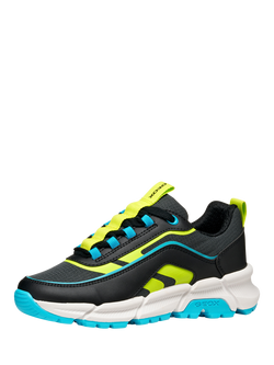 Geox Kids' Flexyper Plus Trainers, Black/Light Blue - view 2, Black/Light Blue