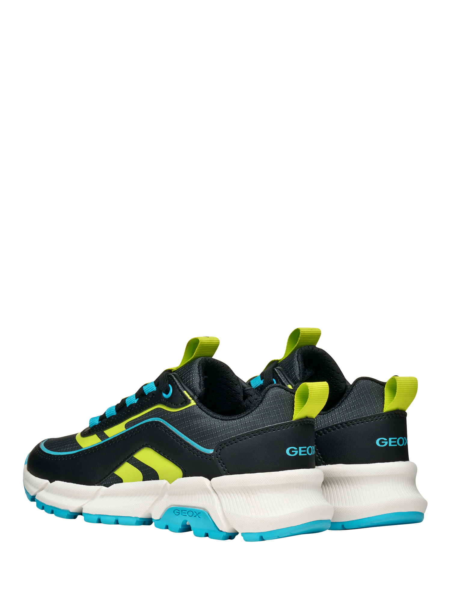 Product image 4 of 10, which shows Geox Kids' Flexyper Plus Trainers, Black/Light Blue, EU28