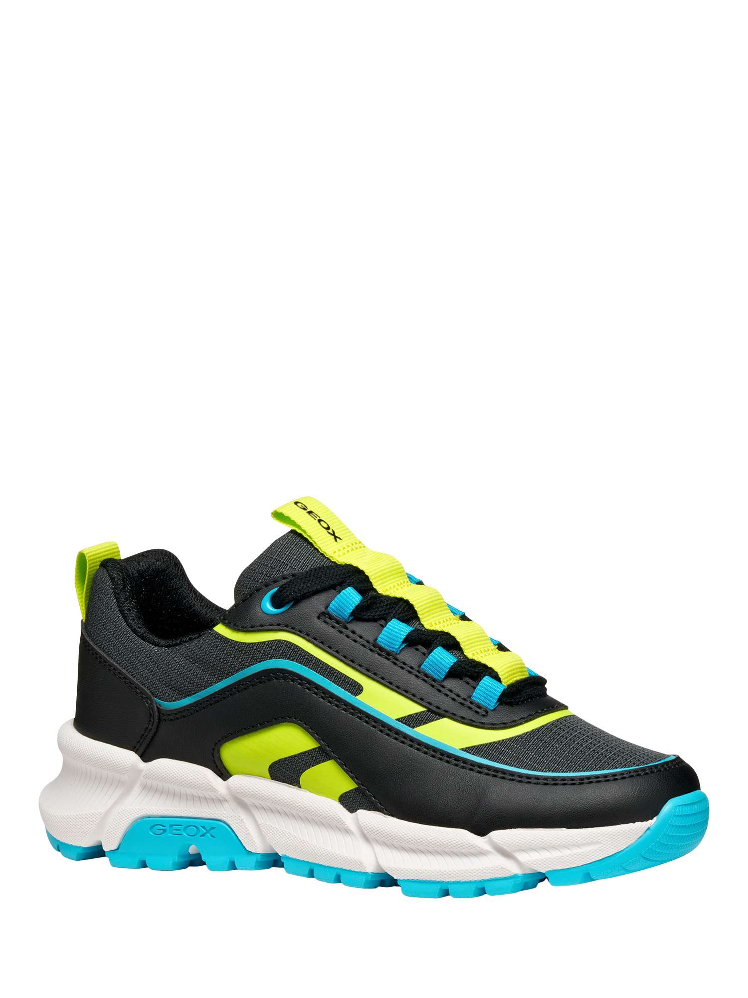 Product image 5 of 10, which shows Geox Kids' Flexyper Plus Trainers, Black/Light Blue, EU28