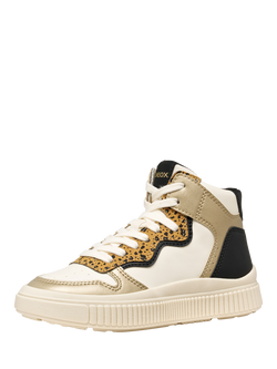 Geox Kids' Laquinny Pearlescent Lace Up Trainers, Light Ivory/Platinum - view 2, Light Ivory/Platinum