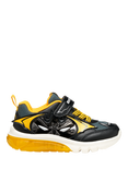 Geox Kids' Warner Bros Batman Ciberdron Light-Up Trainers, Black/Yellow
