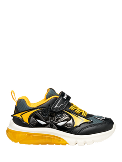 Geox Kids' Warner Bros Batman Ciberdron Light-Up Trainers, Black/Yellow, Black/Yellow