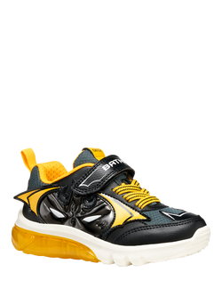 Geox Kids' Warner Bros Batman Ciberdron Light-Up Trainers, Black/Yellow - view 2, Black/Yellow