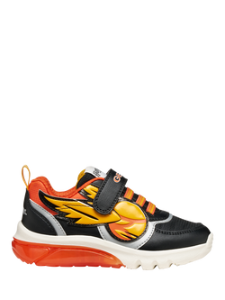 Geox Kids' Warner Bros Harry Potter Ciberdron Light-Up Trainers, Black/Orange, Black/Orange