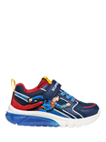 Geox Kids' Warner Bros Superman Ciberdron Light-Up Trainers, Blue/Red
