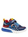 Geox Kids' Warner Bros Superman Ciberdron Light-Up Trainers, Blue/Red