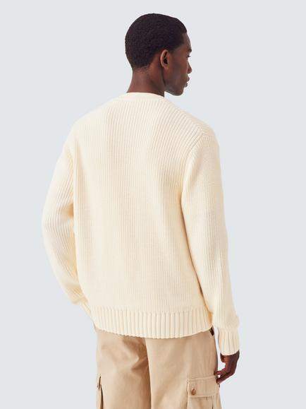 John Lewis x LABRUM Cotton Rib Knit Baseball Cardigan, Ecru - view 2, Ecru
