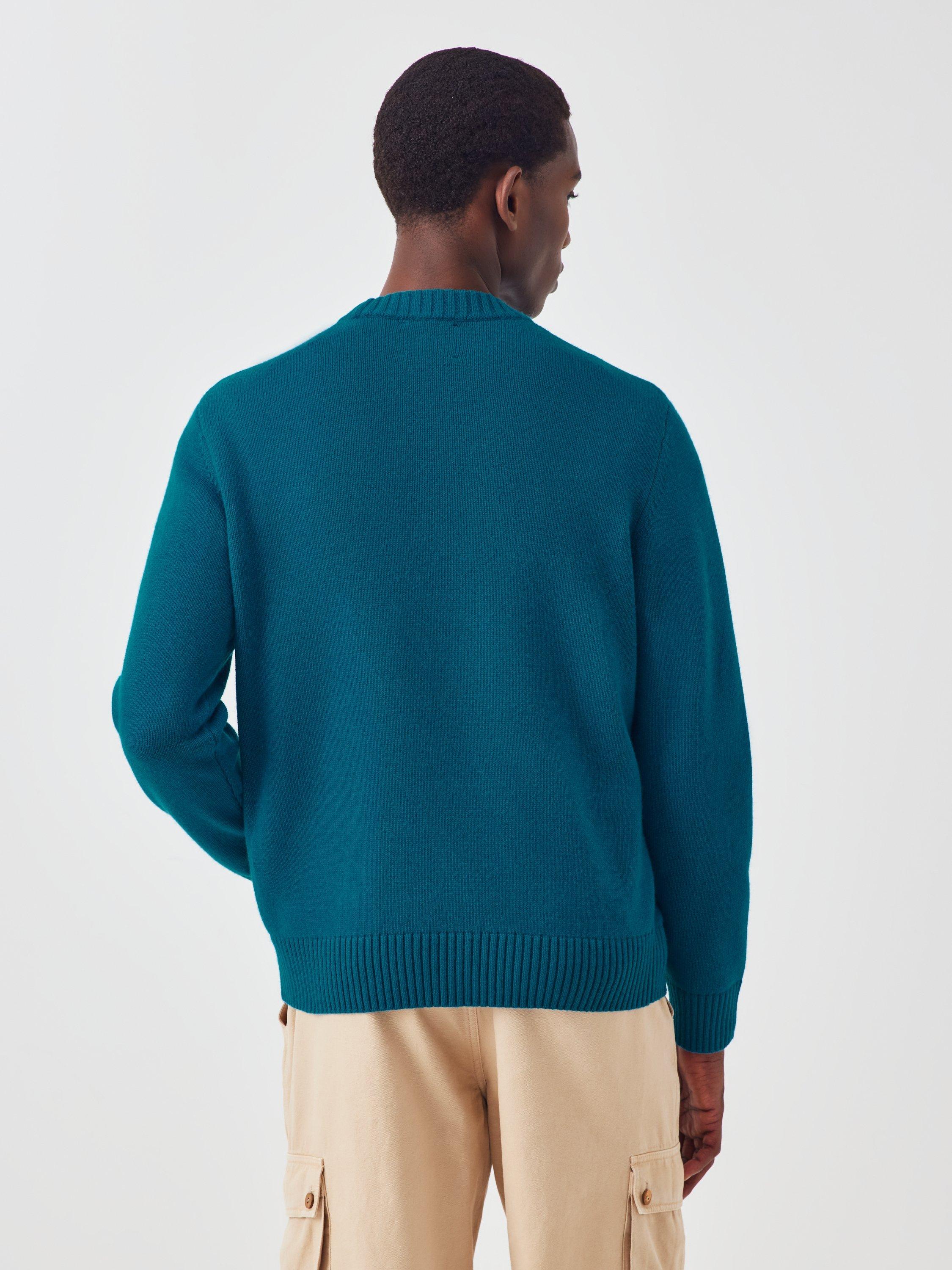 Product image 2 of 6, which shows John Lewis x LABRUM Logo Embroidered Crew Neck Jumper, Cobalt, M