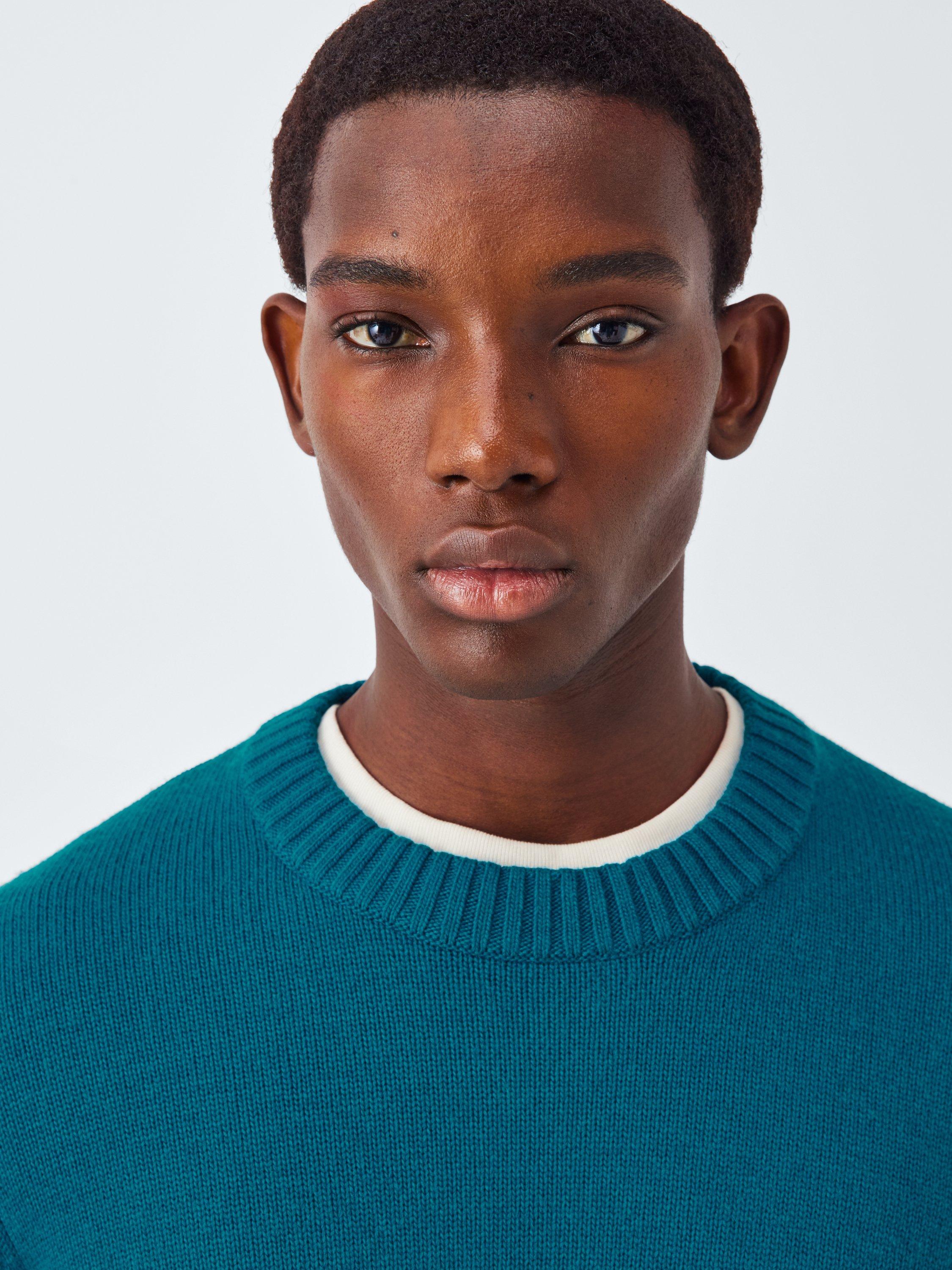 Product image 6 of 6, which shows John Lewis x LABRUM Logo Embroidered Crew Neck Jumper, Cobalt, M