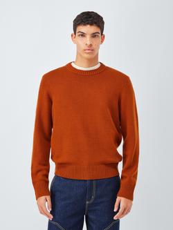 John Lewis x LABRUM Logo Embroidered Crew Neck Jumper, Rooibos Tea