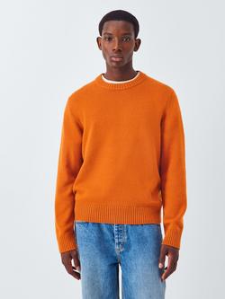 John Lewis x LABRUM Logo Embroidered Crew Neck Jumper, Honey Ginger