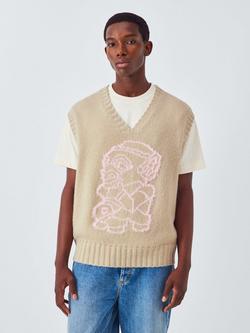 John Lewis x LABRUM Lambswool Blend V-Neck Tank Top, Sand/ Ecru