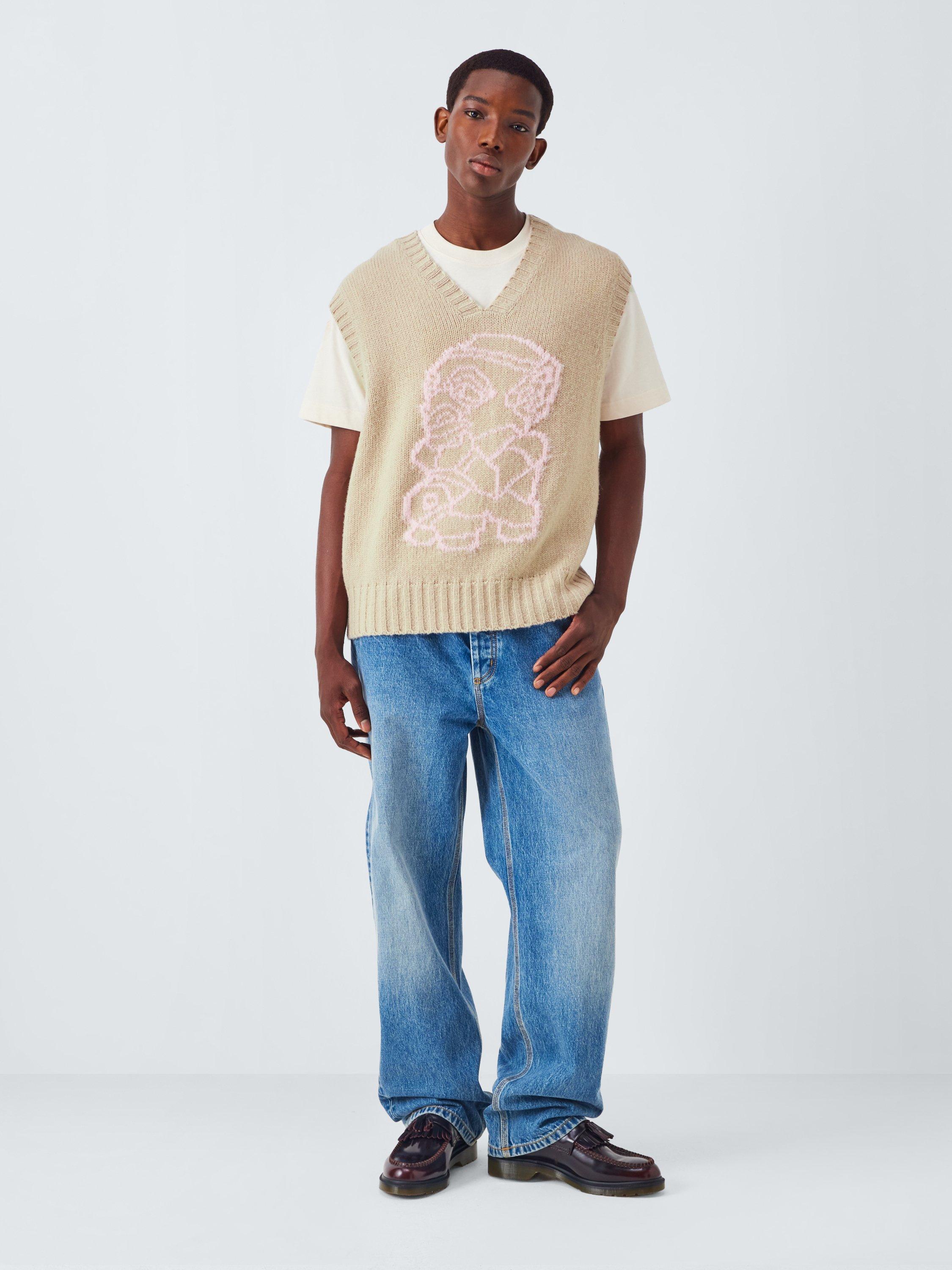 Product image 3 of 6, which shows John Lewis x LABRUM Lambswool Blend V-Neck Tank Top, Sand/ Ecru, M