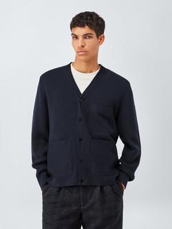 John Lewis x LABRUM Milano Cotton Knit V-Neck Chore Cardigan, Navy, Navy