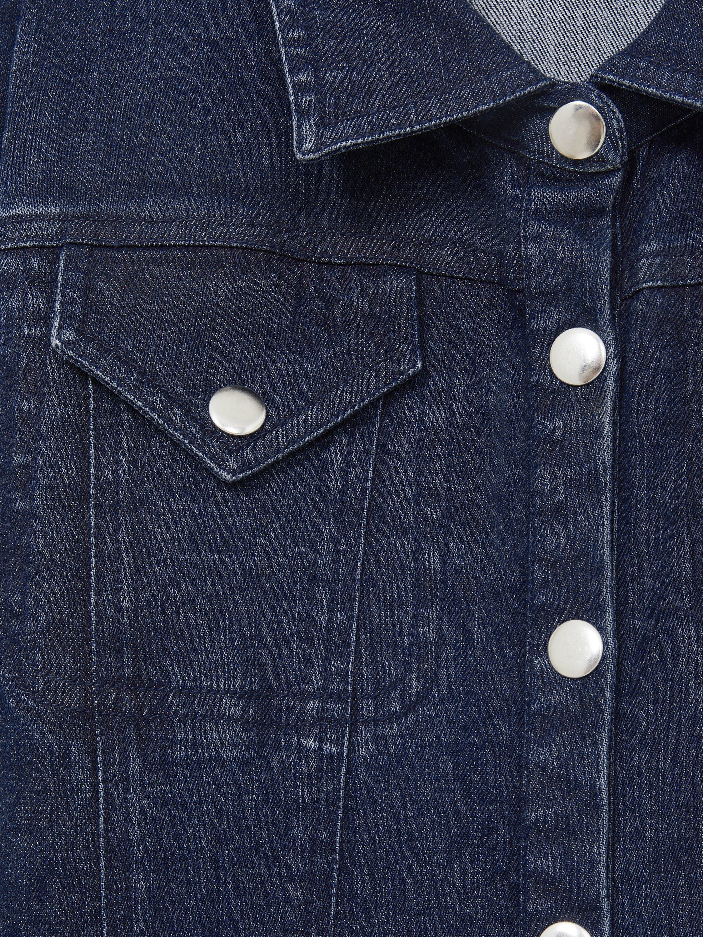 Product image 4 of 4, which shows Reiss Kids' Mira Denim Wide Leg Jumpsuit, Blue, 4-5 years