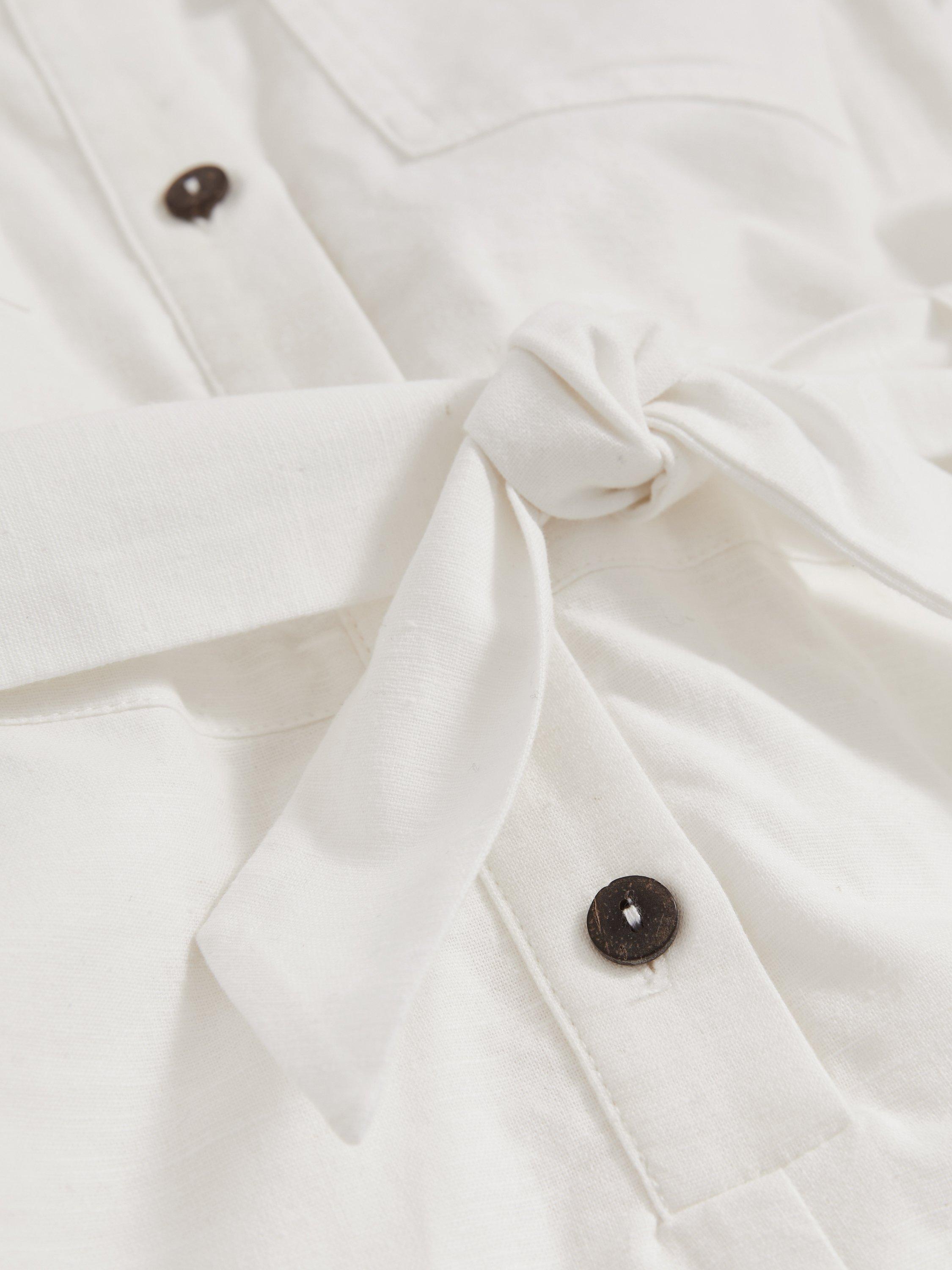 Product image 2 of 5, which shows Reiss Kids' Zoe Cotton Linen Blend Short Sleeved Playsuit, Ivory, 4-5 years