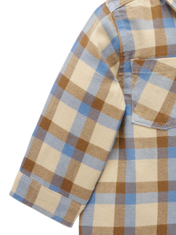 Purebaby Baby Cotton Long Sleeved Shirt, Farm Check - view 2, Farm Check