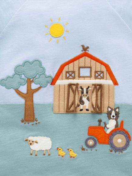 Purebaby Baby Cotton Farm Life T-Shirt and Trouser Set, Country Air - view 2, Country Air