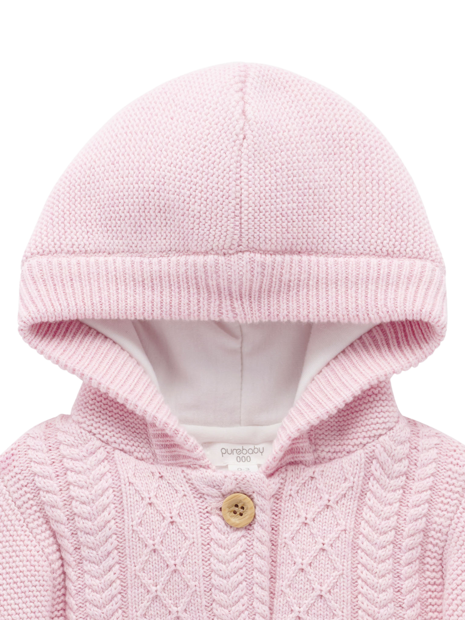 Purebaby Baby Wool Blend Cable Knit Padded Jacket, Primrose Melange