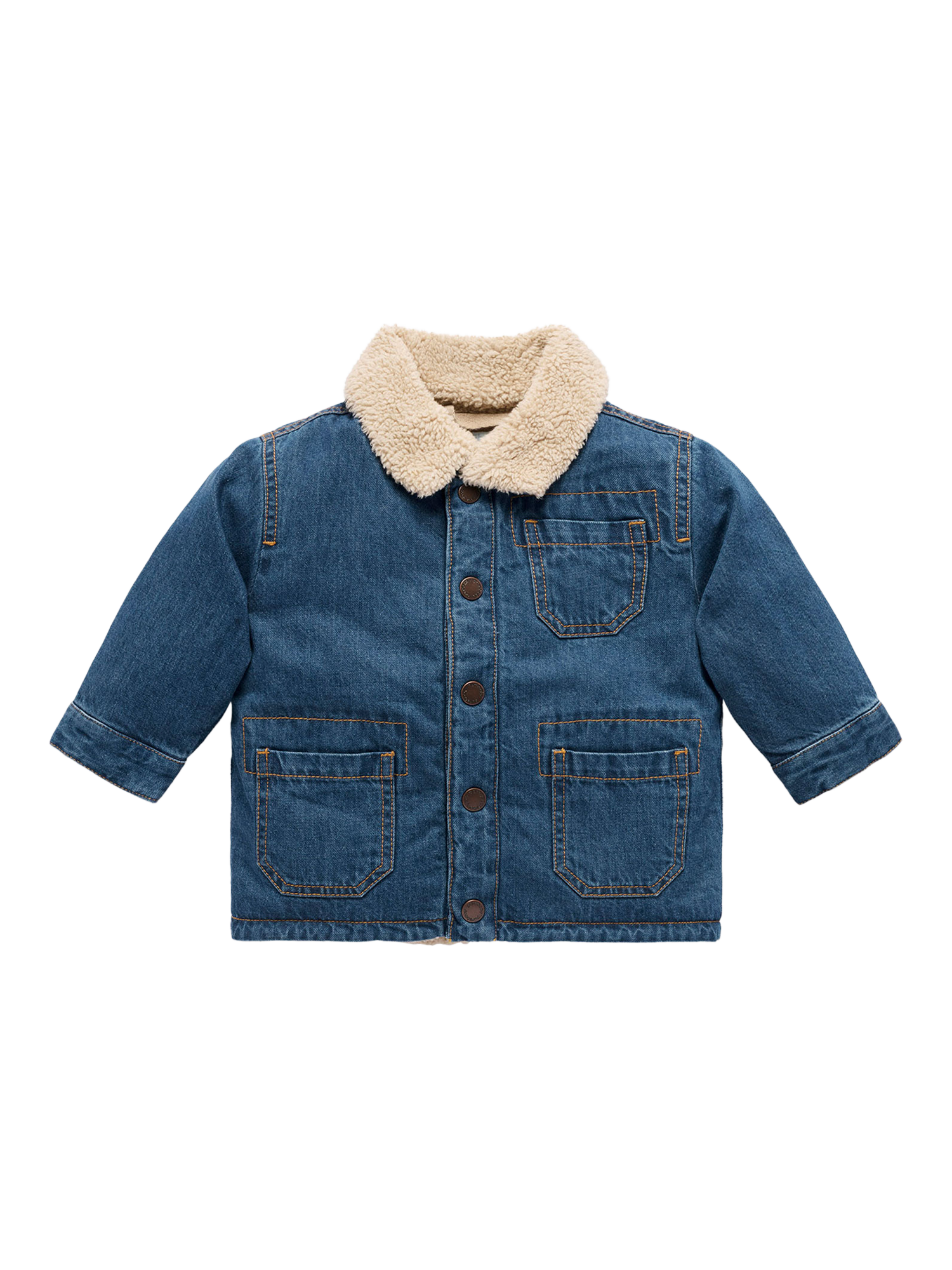 Purebaby Baby Denim Sherpa Jacket, Mid Denim