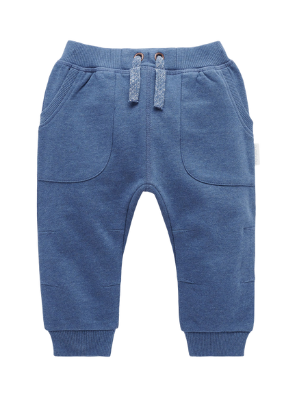 Purebaby Baby Fleece Slouchy Track Trousers, Storm Melange, Storm Melange