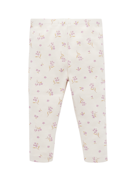 Purebaby Baby Ribbed Cotton Leggings, Lavender Meadow Print, Lavender Meadow Print