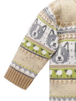 Purebaby Baby Wool Blend Sheep Dog Cardigan, Herding Fairisle - view 2, Herding Fairisle