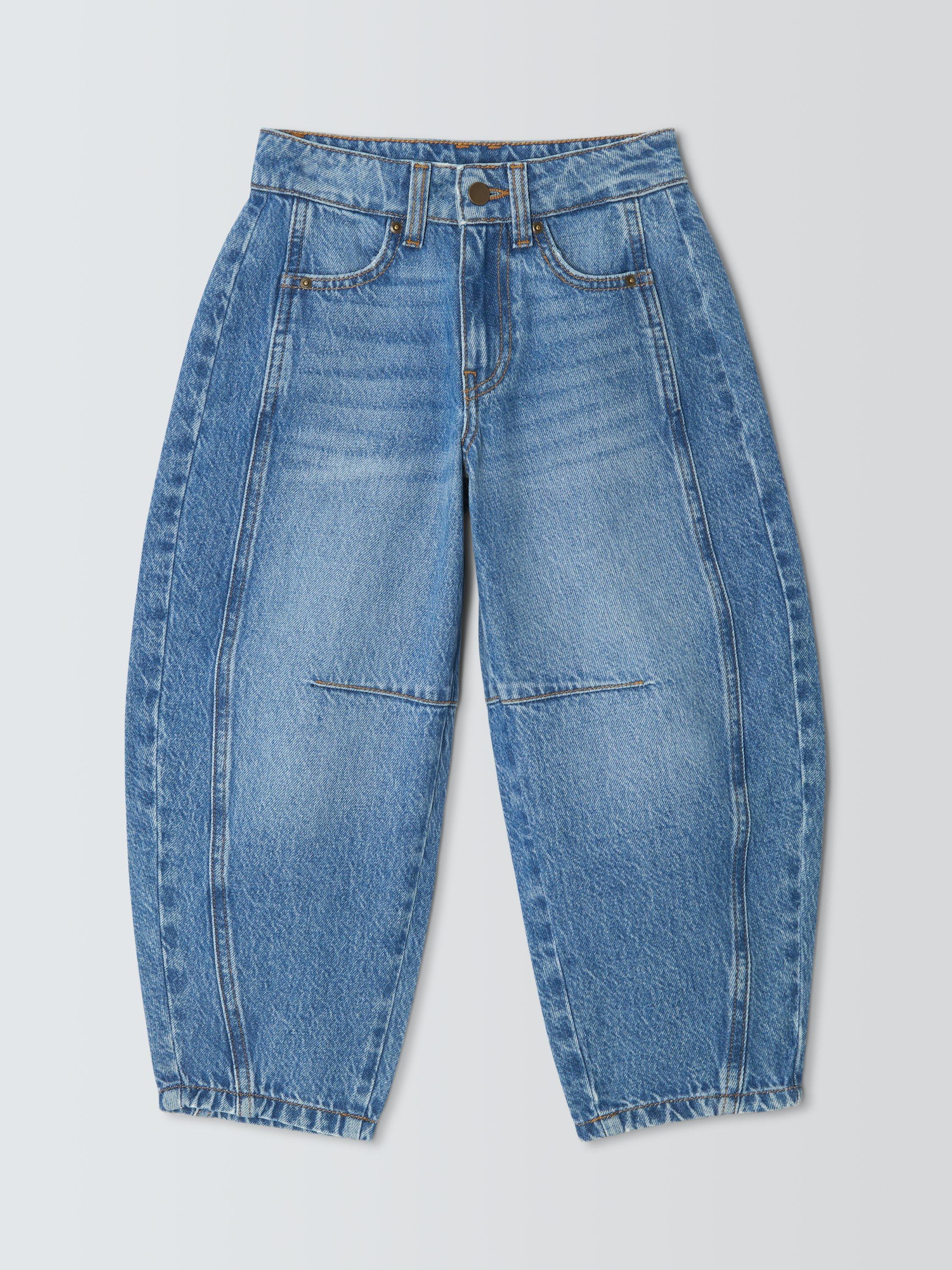 Product image 3 of 7, which shows John Lewis Kids' Barrel Leg Jeans, Blue, 3 years