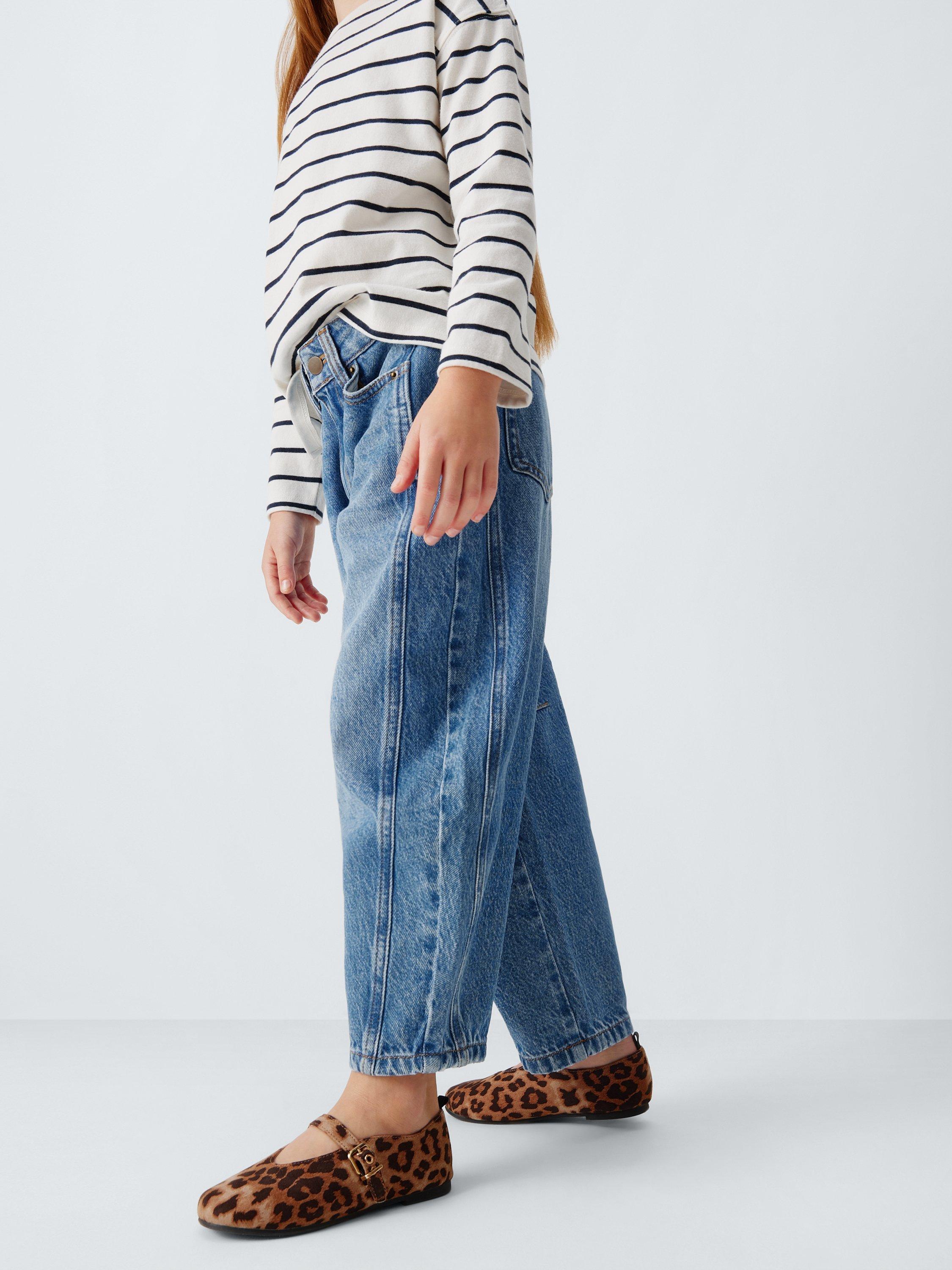 Product image 5 of 7, which shows John Lewis Kids' Barrel Leg Jeans, Blue, 3 years