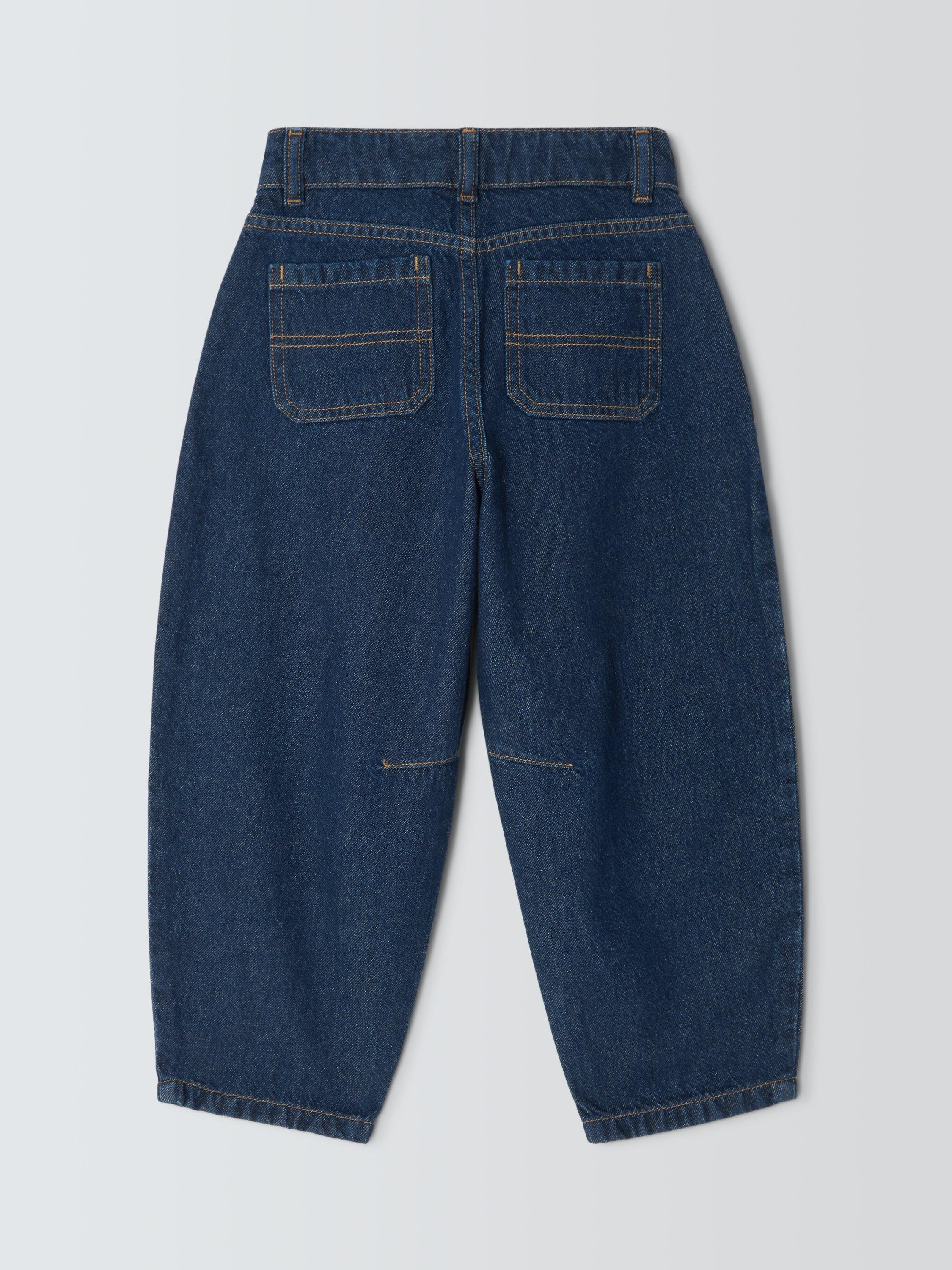 Product image 4 of 7, which shows John Lewis Kids' Barrel Leg Jeans, Indigo, 3 years