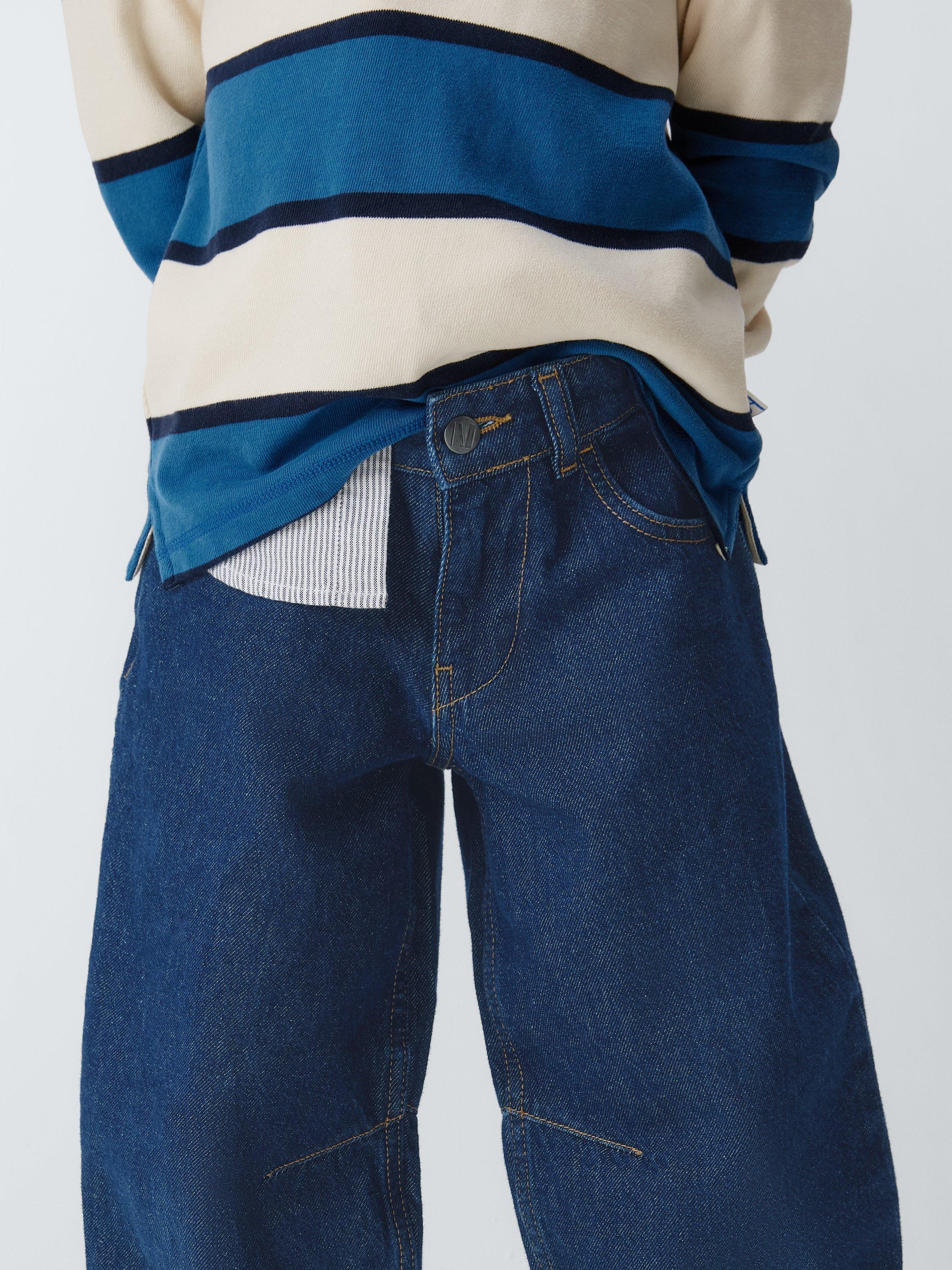 Product image 6 of 7, which shows John Lewis Kids' Barrel Leg Jeans, Indigo, 3 years
