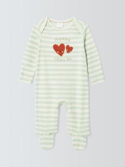 John Lewis Baby Mummy Loves Me Sleepsuit, Green, Green