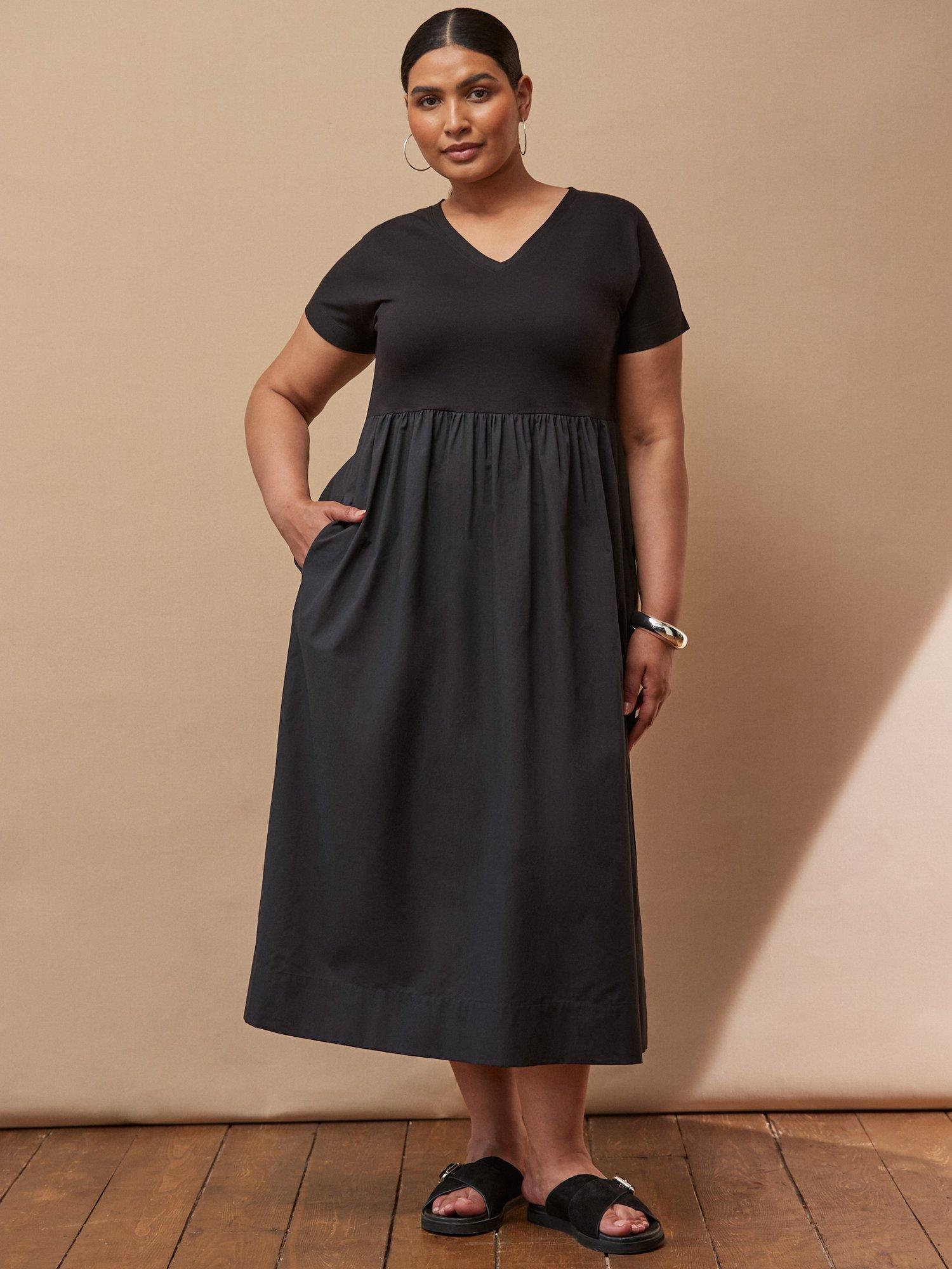 Product image 1 of 5, which shows Live Unlimited Curve Jersey T-Shirt Dress, Black, 12