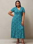Live Unlimited Curve Ditsy Floral Midi Dress, Blue