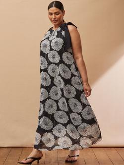 Live Unlimited Curve Floral Halterneck Dress, Black - view 2, Black