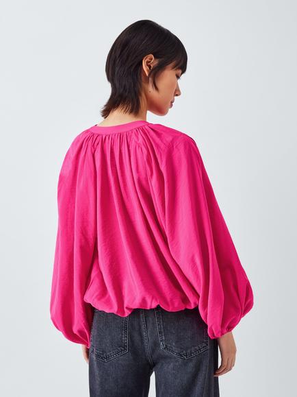AND/OR Lindy V-Neck Balloon Sleeve Drape Blouse - view 2, Pink