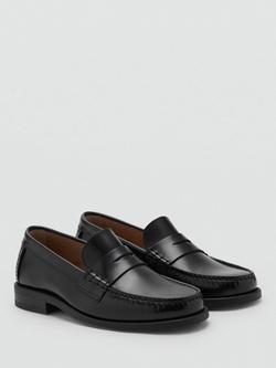 Mango Classic Leather Loafers - view 2, Black