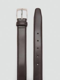 Mango Basico Leather Belt - view 2, Dark Brown