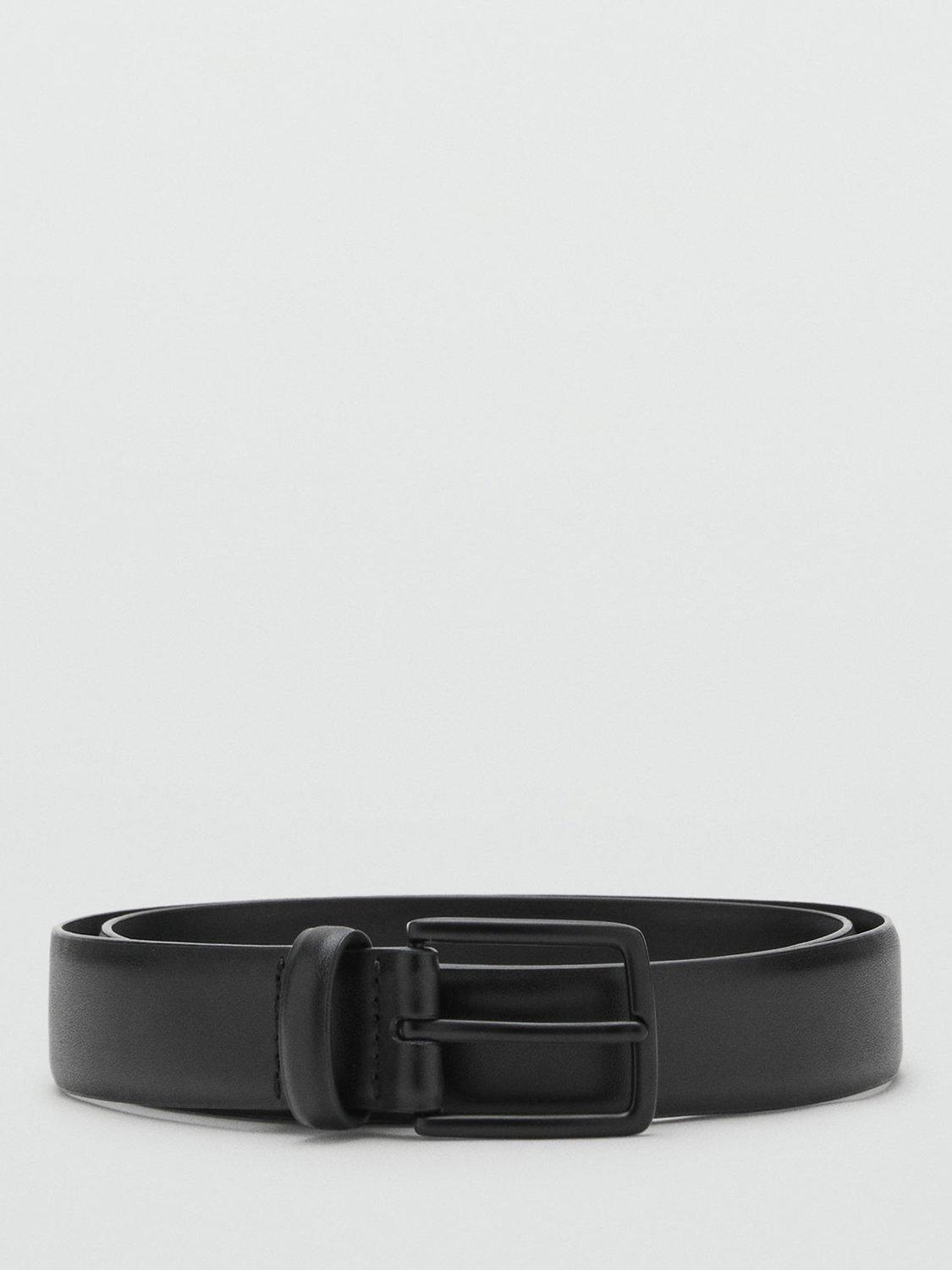 Mango Blacky Leather Belt, Black