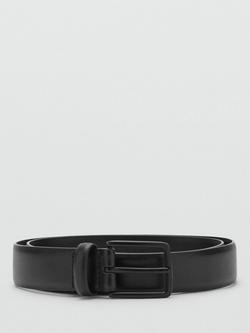 Mango Blacky Leather Belt, Black