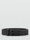 Mango Blacky Leather Belt, Black Texture