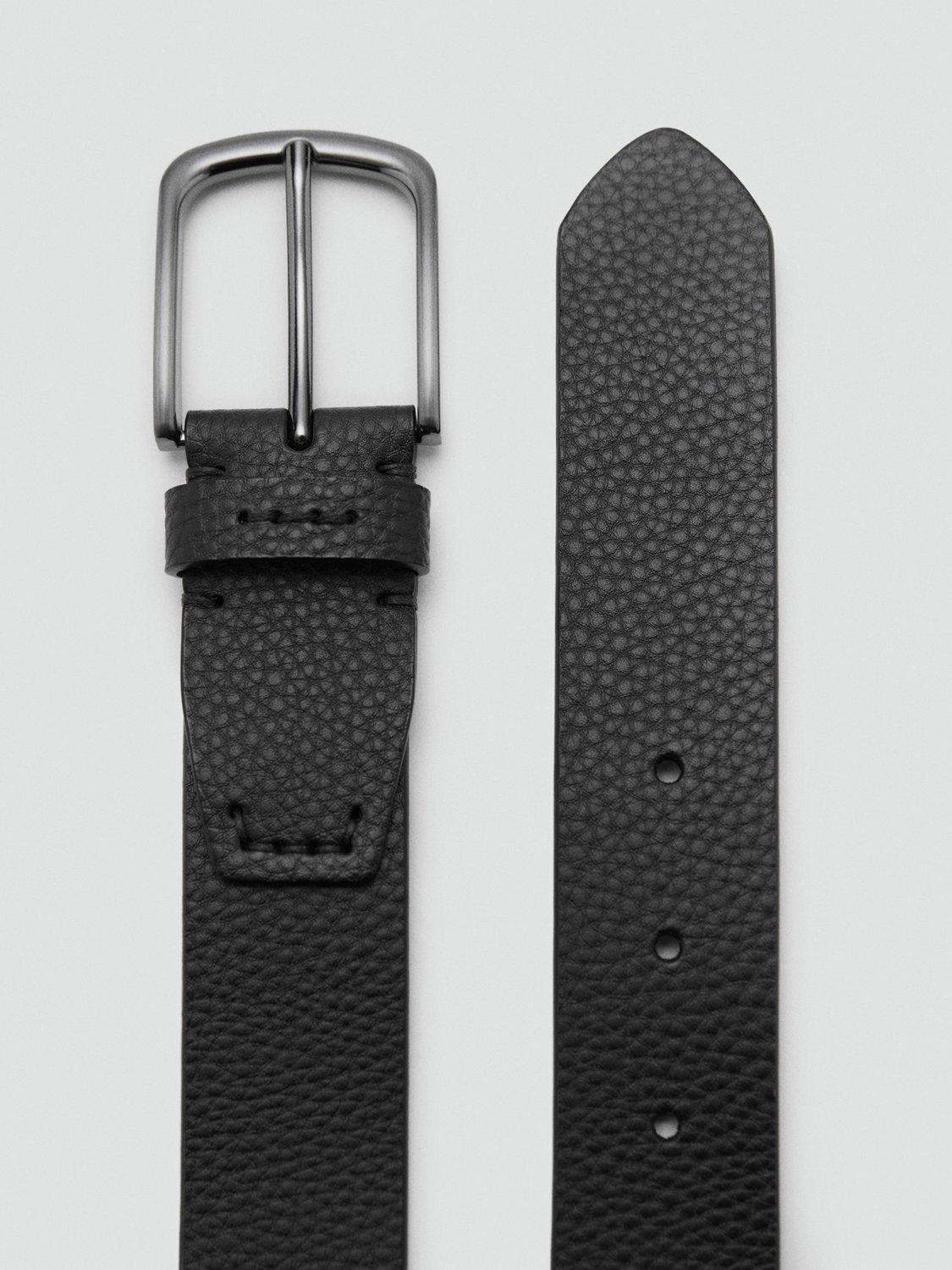 Product image 2 of 3, which shows Mango Bolonia Leather Belt, Black, 40