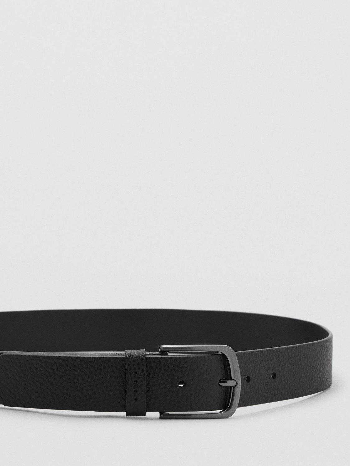 Product image 3 of 3, which shows Mango Bolonia Leather Belt, Black, 40