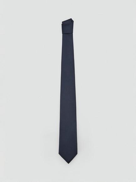 Mango Basic Silk Blend Tie, Navy