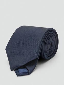 Mango Basic Silk Blend Tie - view 2, Navy