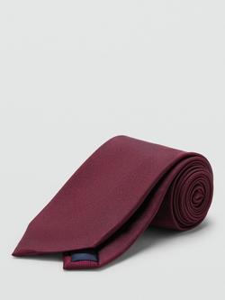 Mango Basic Silk Blend Tie - view 2, Dark Red